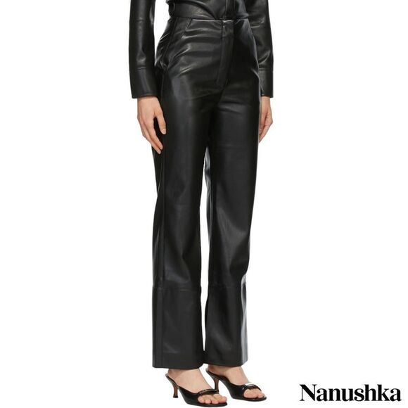 Nanushka **NWT** Ryan Vegan Leather Straight-Leg Pants in Black - Picture 13 of 16